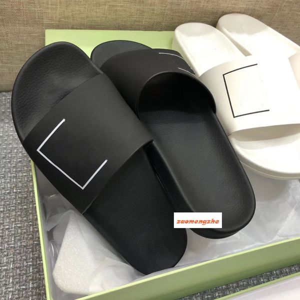 

горячая продажа мода off досуг крытый пляж тапочки белая печать пара тапочки, Black