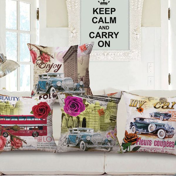 

european restore ancient ways vintage car hold cotton pillow case fashion model between restore ancient ways cushion come picture customize