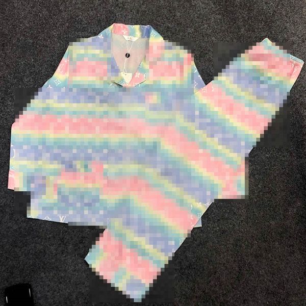 

new luxury colour letter women pajamas fashion letters printed long-sleeve sleepwear silk cardigan shirt girls casual home clothing