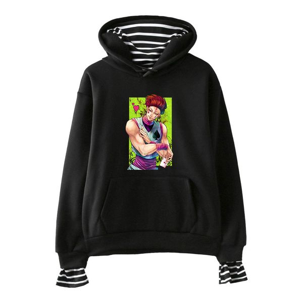 

2019 hisoka boy girl повседневная мода новые поддельные двухкомпонентные толстовки кофты harajuku женщины / мужчины хип-хоп толстовки одежда, Black
