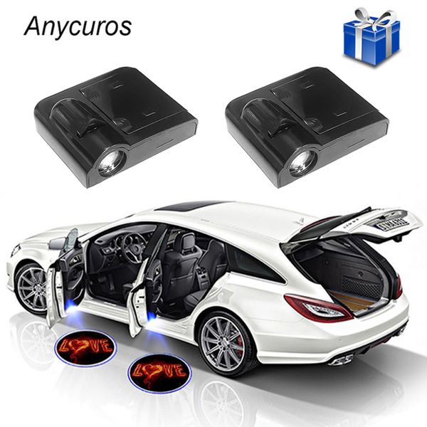 

2pcs universal wireless wireless led car auto door projector lights welcome courtesy light led laser projection logo shadow lamp