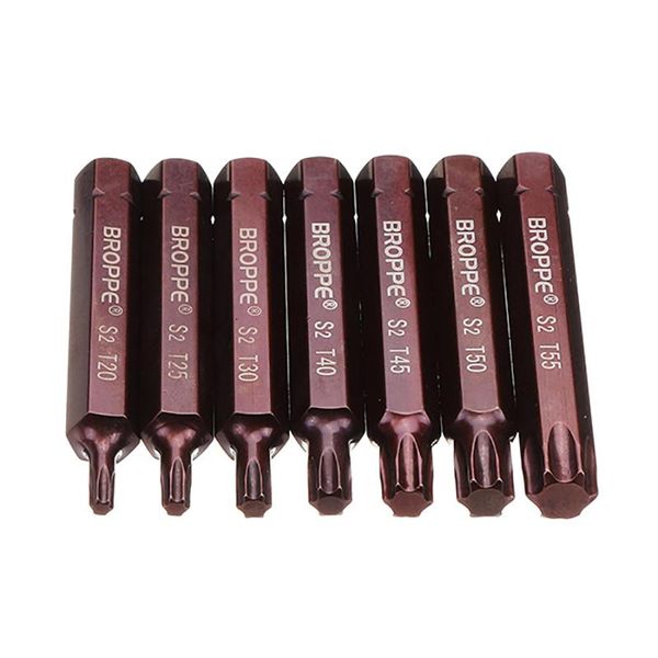 

7pcs t20-55 30mm/75mm magnetic torx screwdriver bit s2 steel 10mm hex shank screwdriver t20/t25/t30/t40/t45/t50/t55 for broppe