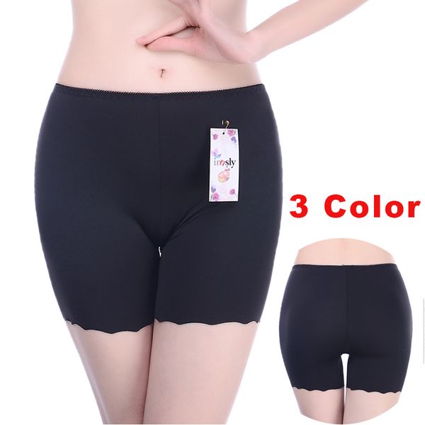 

women seamless safety short pants invisible panties 3 color female safety boxer underwear breathable panties under skirt, Black;pink