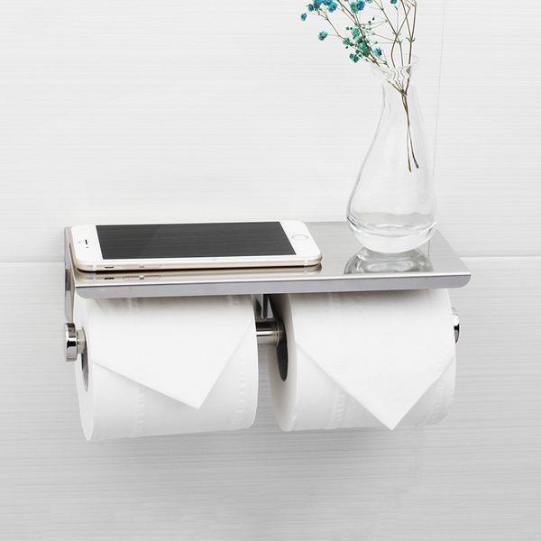 

mirror polishing toilet paper holder with double papers viable long place platform 304 stainless steel paper rack