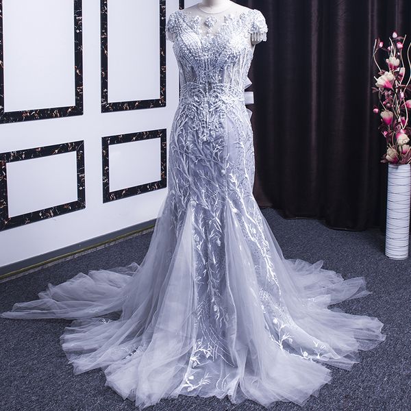 

2019 mermaid big bow evening dresses open keyhole back exquisite hand made flower illusion neckline crystal pearl beaded tassel prom dresses, Black;red