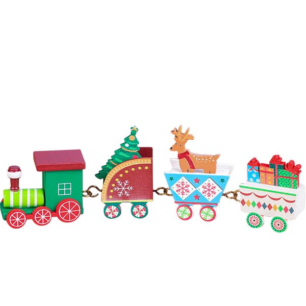 

2020 happy new year gift christmas painted wood train children's toy holiday party decor christmas decoration for home 10.9