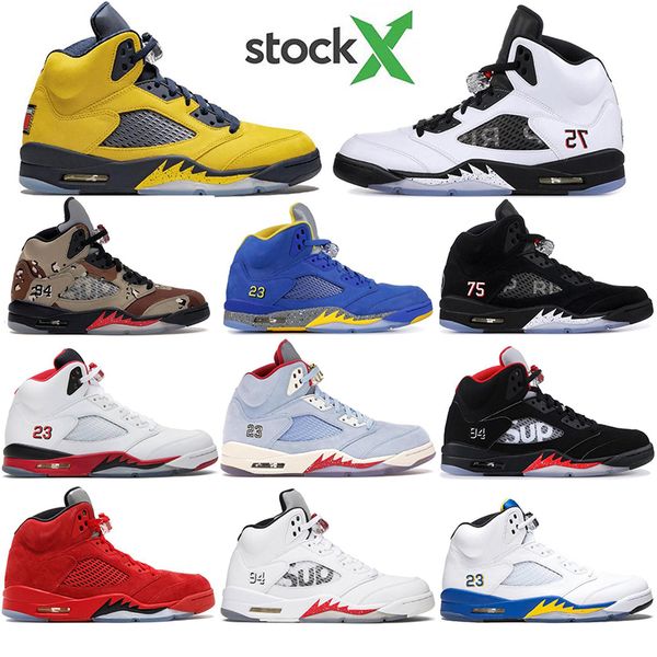 

2020 trophy room 5s ice blue men basketball shoes 5 laney yellow bred red suede white cement metallic black designer sport sneaker 40-47
