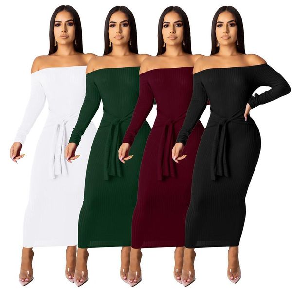 

backless slash шея сексуальное платье повязки женщины с длинным рукавом пояс узкий пакет хип-платье империя solid bodycon причинно-следствен, Black;pink