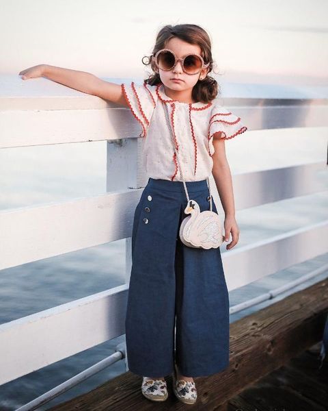 

pudcoco girl set 1y-6y toddler kids baby girls t-shirt +long jeans denim pants outfits clothes, White