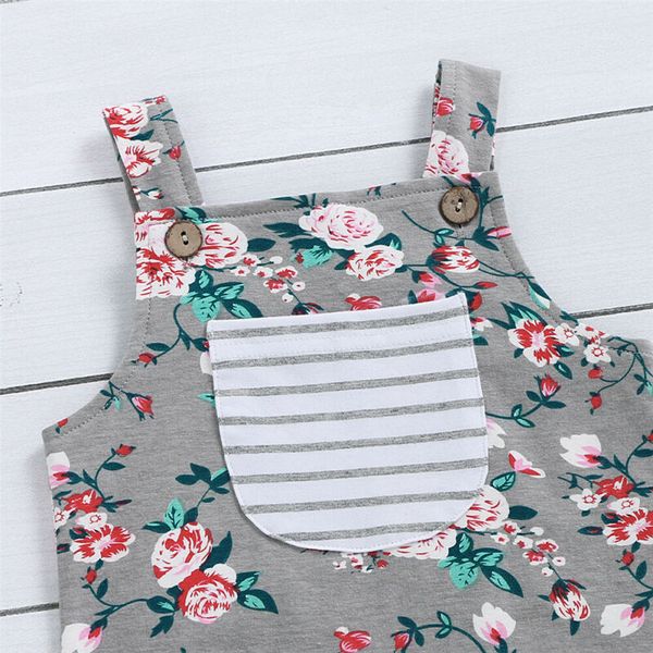 

0-18m newborn baby girls flower romper clothes sleeveless pocket jumpsuit overalls one piece outfit, Blue