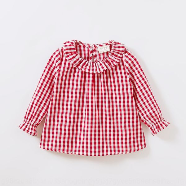 

autumn baby girl cotton doll children's clothing plaid shirt doll collar cotton shirt children's wear ins, White;black