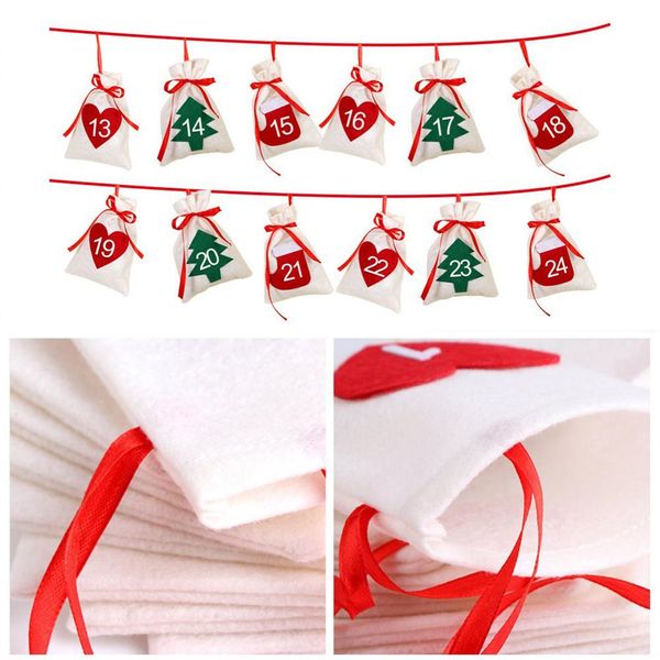 

ourwarm 24pcs christmas gift bags candy present bag pouches date 1-24 christmas countdown calendar xmas new year decoration
