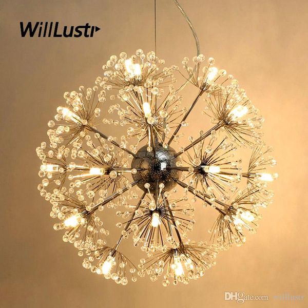 

k9 crystal led pendant lamp luxury dandelion suspension light l restaurant mall living room bedroom flower hanging lighting