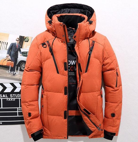 

male winter thick hooded warm jackets coat zipper design clothing fashion men casual duck down coats, Black