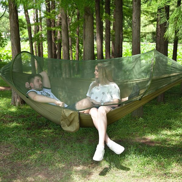 

outdoor swing portable outdoor hammock with mosquito net parachute fabric camping hanging bed hunting swing sleeping bed