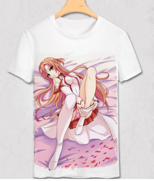 

novelty fashion anime sword art online t shirt yuki asuna tshirt 3d print fun t-shirt cosplay costume men&women shirt u1679, White;black