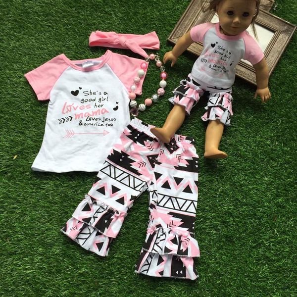 

3pcs kids baby girls summer t-shirt +long pants outfits set toddler clothes, White