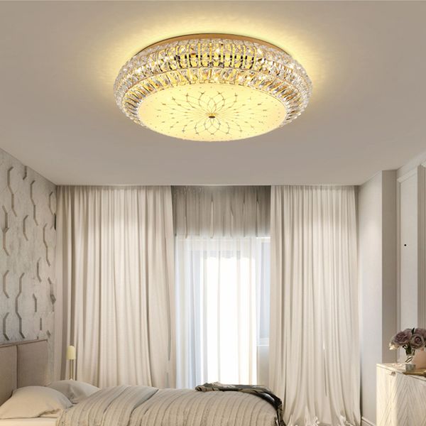 New Modern Round Crystal Chandelier Ceiling Lights Flush Mount Crystal Chandeliers Lighting Led Ceiling Lamps For Bedroom Study Room Chandelier Lamp