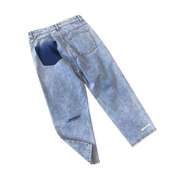 

2019 mens hip hop solid harem jeans male summer autumn oversize loose autumn keen holes jeans clothes plus size, Blue