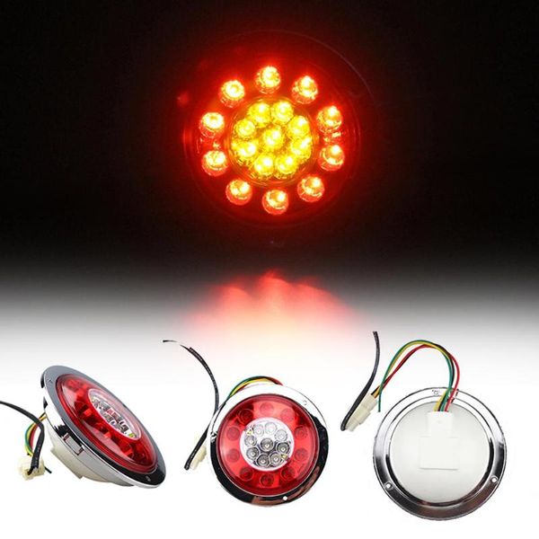 

double colors round 19 led truck trailer lorry brake sturn tail light chrome ring hl-g-103 signal lamp