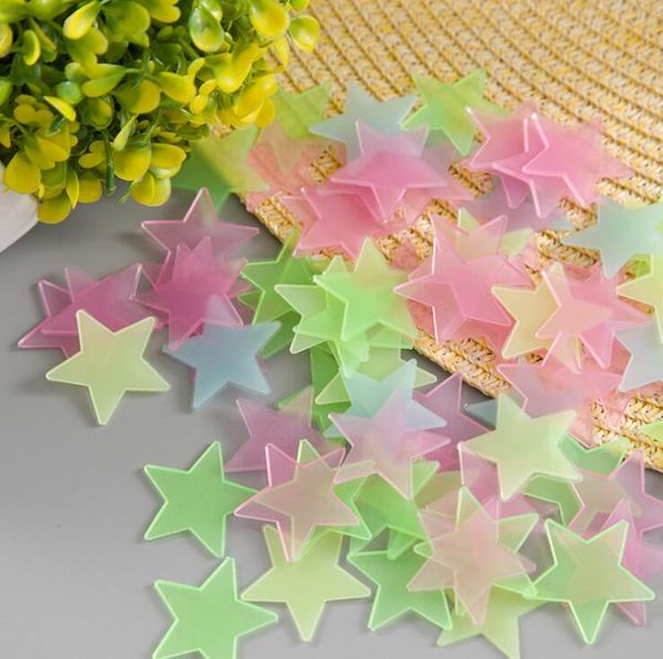 100 pcs Etiquetas de estrela brilhante para teto 3d estrelas brilham no escuro adesivos de parede luminosas adesivos de parede para crianças Bebê quarto