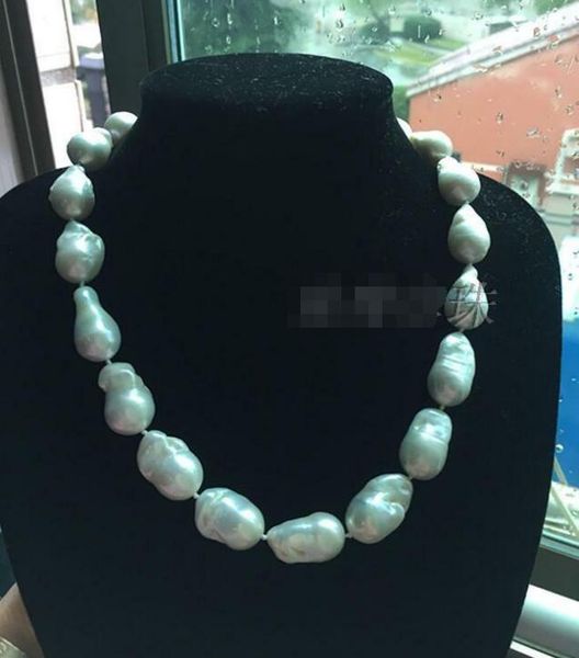 

gorgeous 22-28mm south sea baroque white pearl necklace 18inch 36, Silver