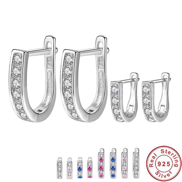 

genuine 925 sterling sliver earrings round cubic zirconia crystal stud earrings for women child kids fashion jewelry gift, Golden;silver