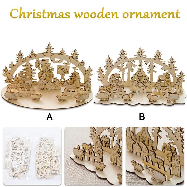 

retro new year stitching snowman christmas decoration for home christmas ornaments xmas table decorative santa claus wood church