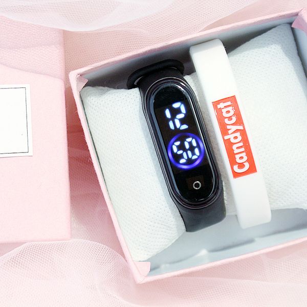 

simple women watch hand ring watch led sports fashion screen waterproof bracelet electronic reloj deportivo para mujer, Slivery;brown
