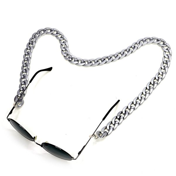 

bohemian frosted acrylic long sunglasses chain women reading glasses hanging neck chain largand glasses chain eyeglasses strap, Silver