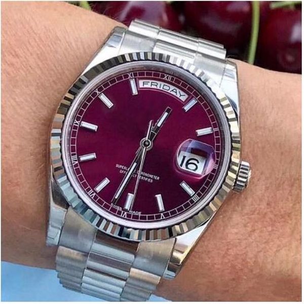 

2020 rose gold men geneva steel roma dial luxury automatic mens day date fashion designer watch watches wristwatches montre shoppin, Slivery;brown