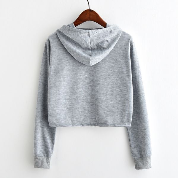 

fashion women hoodie long sleeve pullover short jumper sweatshirts girls casual hooded crop lady sale, Black