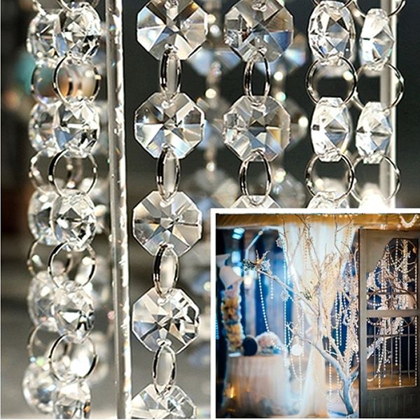 

33ft/66ft/100ft diy clear acrylic crystal bead garland chandelier hanging wedding supplies home fashion decor