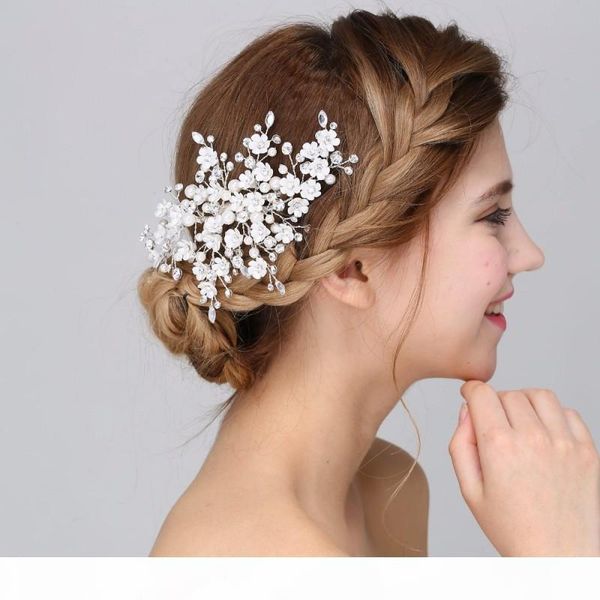 

beijia new arrival handmade floral bridal hair accessories clip comb wedding headpiece pearl crystal tiara women headwear