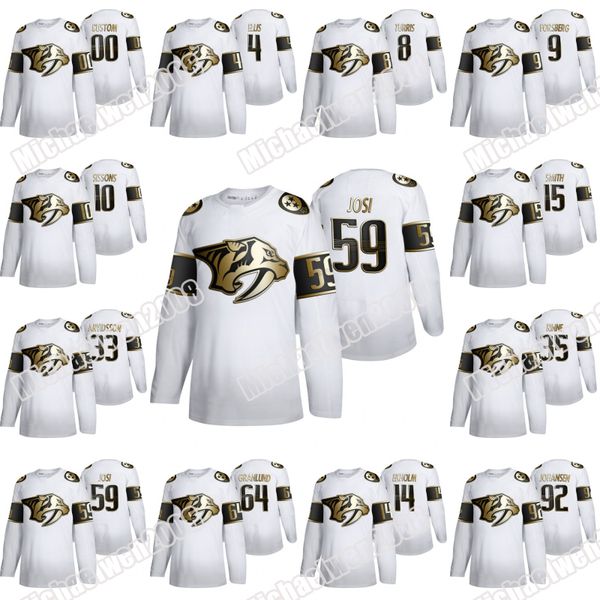 

nashville predators white golden edition jersey roman josi pekka rinne matt duchene ryan ellis johansen filip forsberg nick bonino arvidsson, Black;red