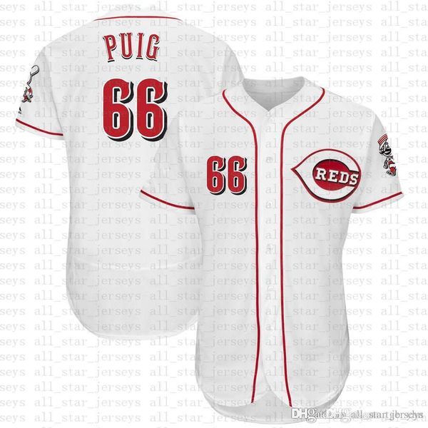

66 Yasiel Puig Flex Based Cincinnati Baseball Jersey Reds 5 Johnny Bench 11 Barry Larkin 19 Joey Votto 30 Ken Griffey Jr 17 Chris Sabo Rose