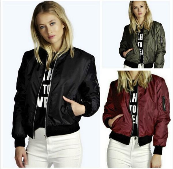 

women classic casual bomber jacket vintage zip up biker outwear coat, Black;brown