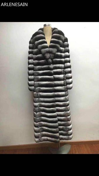 

arlenesain deposit design elegant luxury splendid gorgeous horizontal fantastic chinchilla fur coat length120cm, Black
