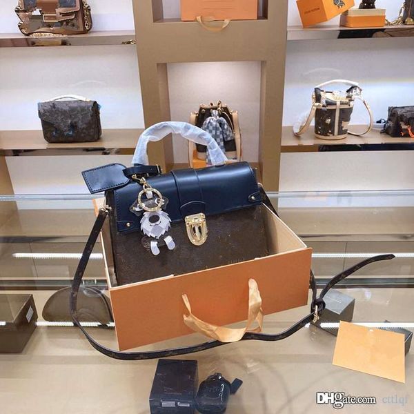 

the new 2020 vintage handbags color matching printing single inclined genuine leather shoulder bags ms lock bag, small package