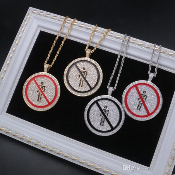 

2019 new travis scott hip hop pendant pedestrian ban round diamond pendant