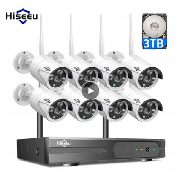 

2mp 1080p cctv system 8ch hd wireless nvr kit 3tb hdd outdoor ir night vision ip wifi camera security system surveillance hiseeu