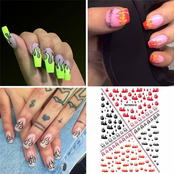 

2019 nail art stickers 1pcs flame reflections tape adhesive foils nail stickers diy art decoration, Black