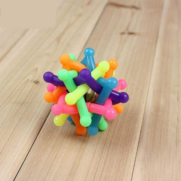 

pets toys flexible glue small bell colorful six corner sound toys cat toys