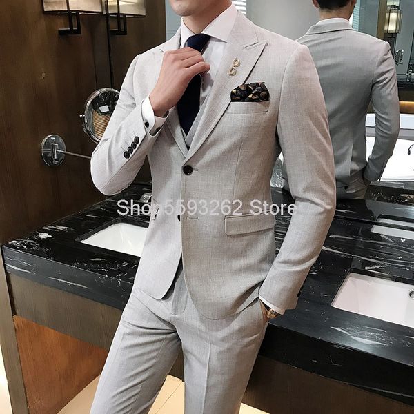 

men business leisure suit suit male three-piece set elastic force fabric marriage groom male, White;black