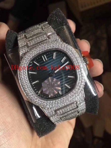 Melhores relógios de pulso de luxo Fábrica de DM 40.5mm Nautilus 5711 / 1A-001 diamantes fronteira suíço Cal.9015 324c movimento automático mens relógio relógios