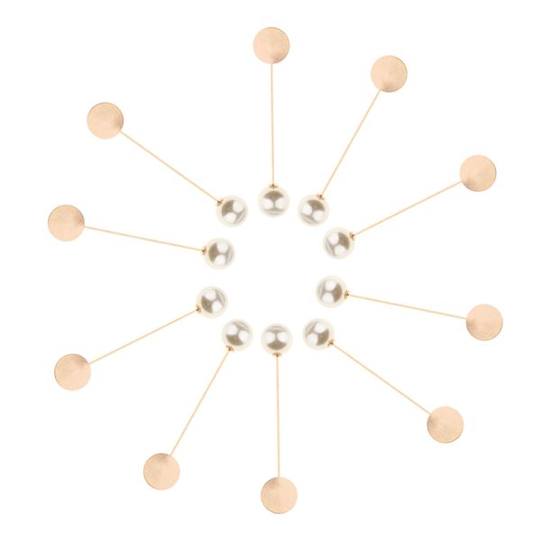 

10 pieces charming faux pearl stick brooch pin collar suit lapel pin party jewelry, Gray