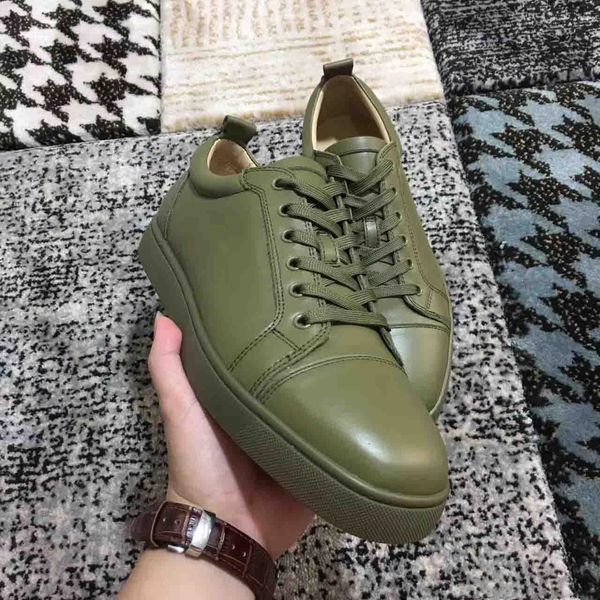 

падение низких кроссовок обуви красноармейцы bottom army green из натуральной кожи верх.част тапки женщин, мужчина марк шипастого дизайнер w, Black