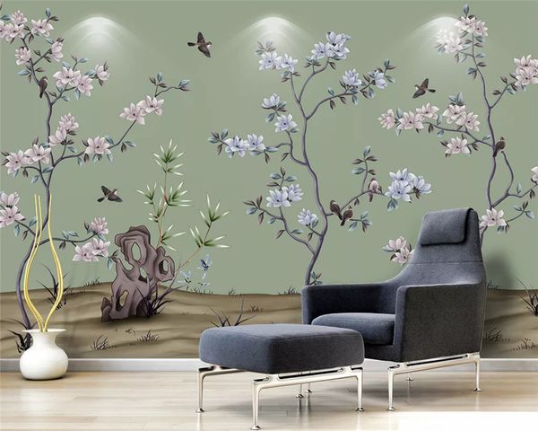 Avoir Images Customized Eco Friendly Wallpaper Ginkgo Hand Painted Flowers le plus cool salutations