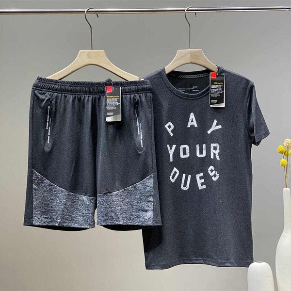 

designer men tracksuits fashion brand mens sports t shirt + shorts suits casual active tracksuit mens tees sets size -3xl yf203143, Gray