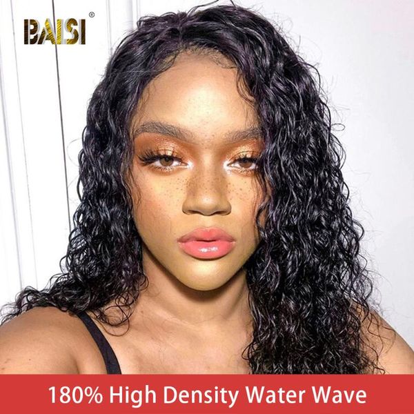 

baisi water wave lace front human hair wigs with baby hair brazilian virgin short bob wigs lace front human, Black;brown